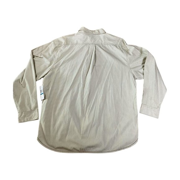 Timberland Men's NWT Button Down Striped Long Sleeve Shirt Beige and White XL - Picture 7 of 7